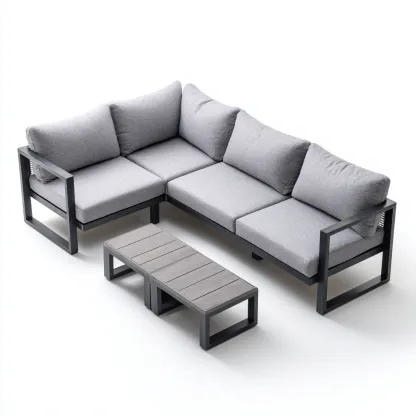 Canapé de jardin métal 210x168x78 cm - gris - style moderne adapté pour l'extérieur-Dengetnest