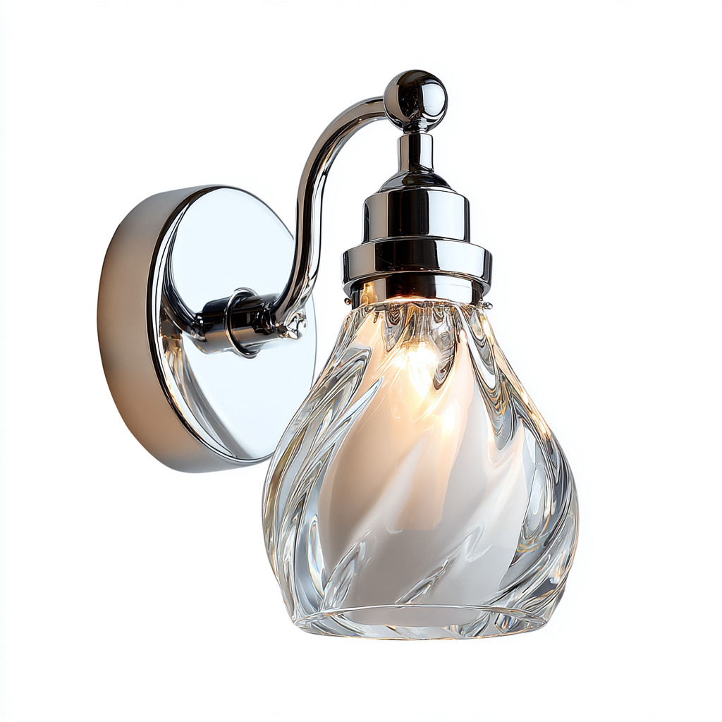 Applique murale métal - verre 14x18x24 cm - argent - transp - pour salle de bain chambre couloir design moderne-Dengetnest