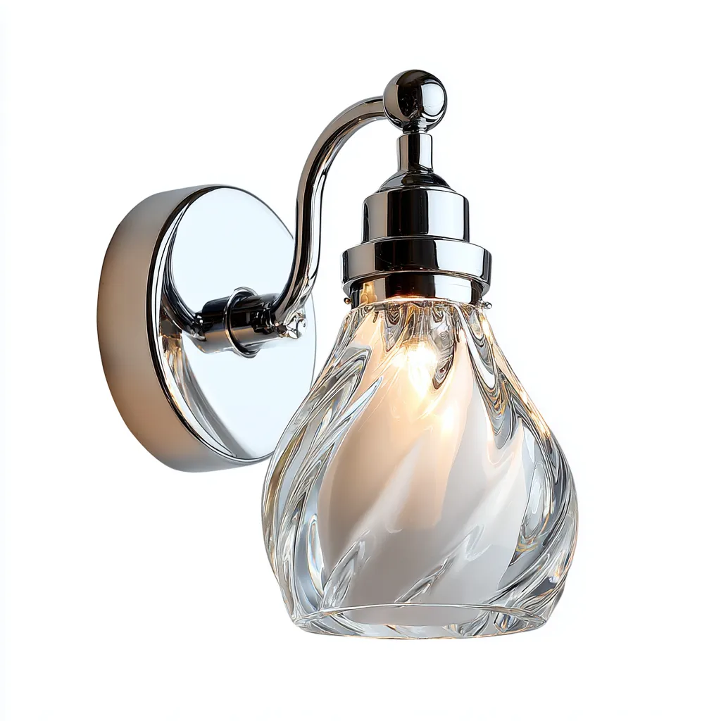 Applique murale métal - verre 14x18x24 cm - argent - transp - pour salle de bain chambre couloir design moderne-Dengetnest