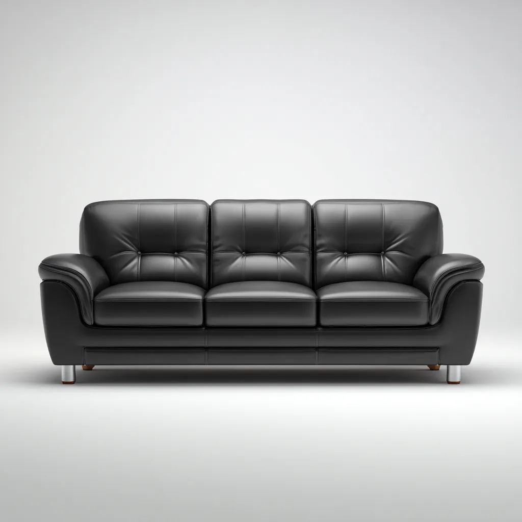 Canapé droit cuir 210x95x92 cm - noir - adapté au salon style moderne-Dengetnest