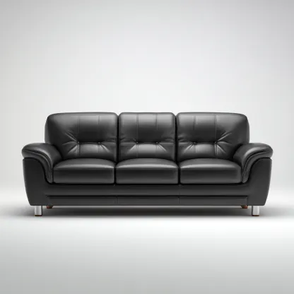 Canapé droit cuir 210x95x92 cm - noir - adapté au salon style moderne-Dengetnest