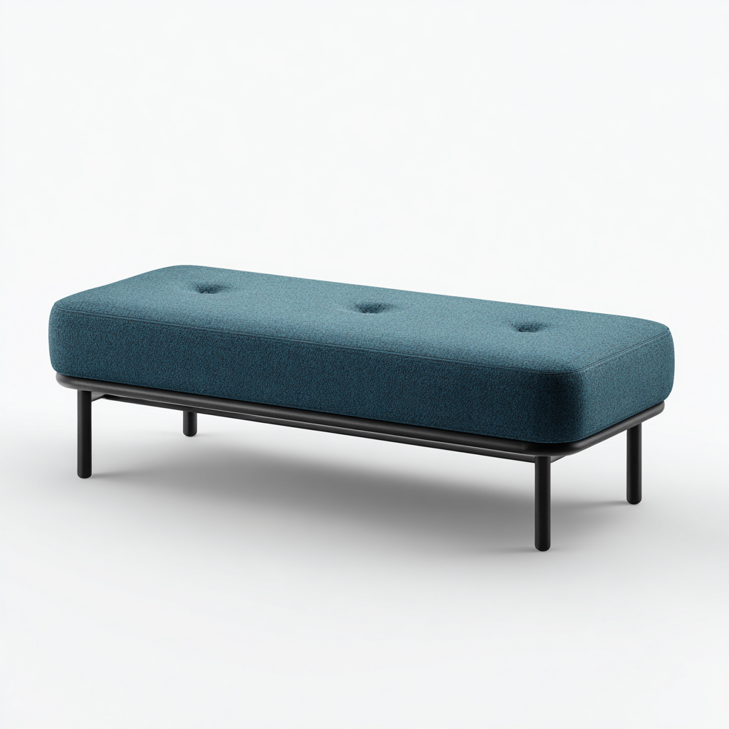 Banc de lit tissu 115x42x45 cm - bleu - adapté à la chambre - design moderne-Dengetnest