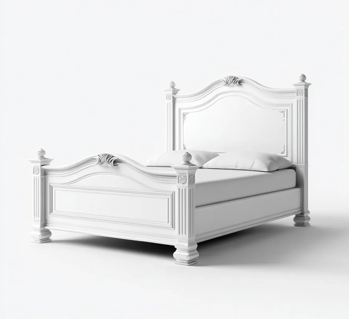 Lit double bois 200x180x139 cm - blanc - adapté à la chambre - design classique-Dengetnest