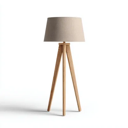 Lampadaire bois - tissu 36x36x160 cm bois clair - beige adapté pour salon style naturel moderne-Dengetnest