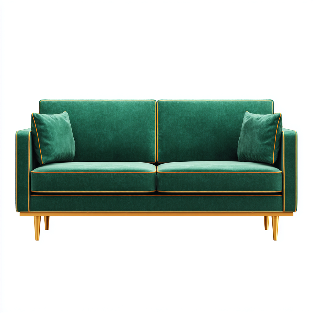 Canapé droit velours 150x82x88 cm - vert émeraude - adapté au salon style moderne-Dengetnest