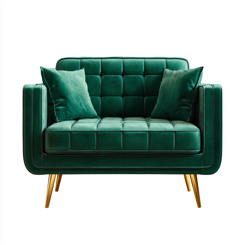 Canapé droit velours 135x80x85 cm - vert émeraude - adapté au salon style moderne-Dengetnest