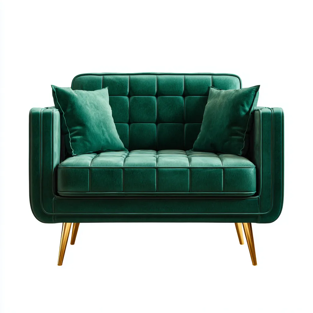 Canapé droit velours 135x80x85 cm - vert émeraude - adapté au salon style moderne-Dengetnest