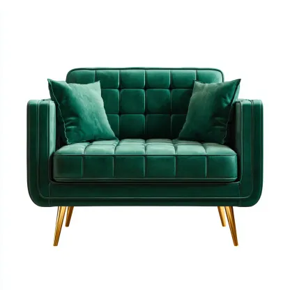 Canapé droit velours 135x80x85 cm - vert émeraude - adapté au salon style moderne-Dengetnest