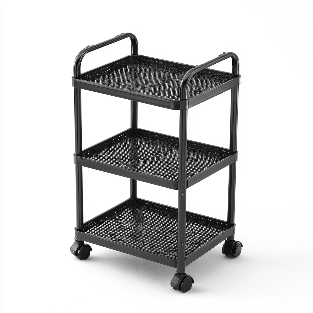 Desserte de cuisine métal 45x30x87 cm - couleur noir - style moderne - adapté à la cuisine - à trois niveaux-Dengetnest