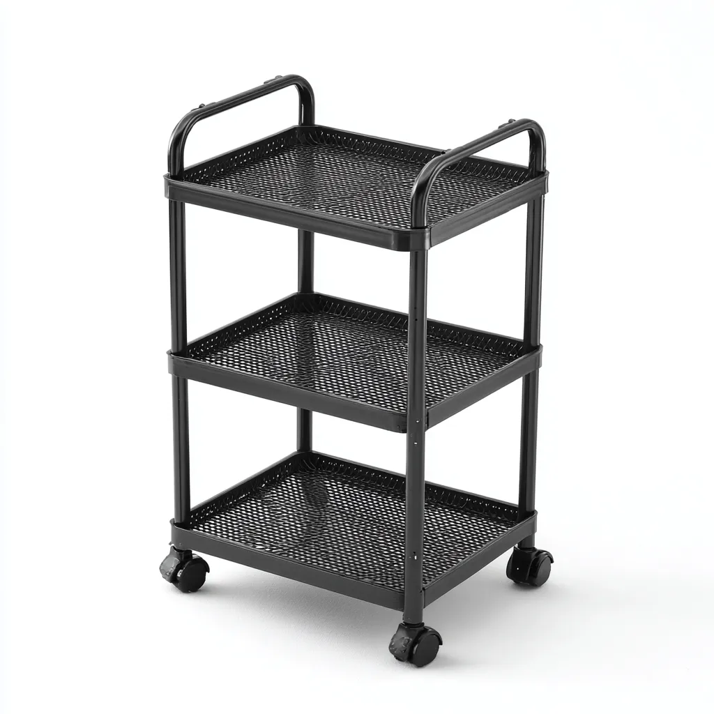 Desserte de cuisine métal 45x30x87 cm - couleur noir - style moderne - adapté à la cuisine - à trois niveaux-Dengetnest