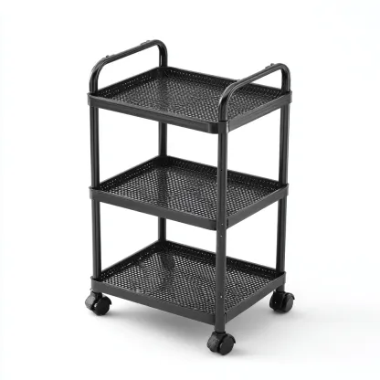 Desserte de cuisine métal 45x30x87 cm - couleur noir - style moderne - adapté à la cuisine - à trois niveaux-Dengetnest