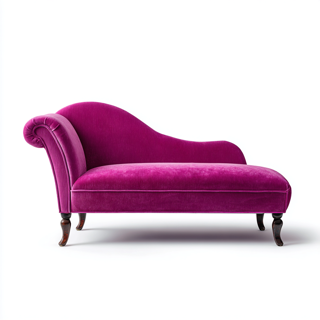 Chaise longue tissu velours 180x80x95 cm - fuchsia - adapté au salon style classique-Dengetnest