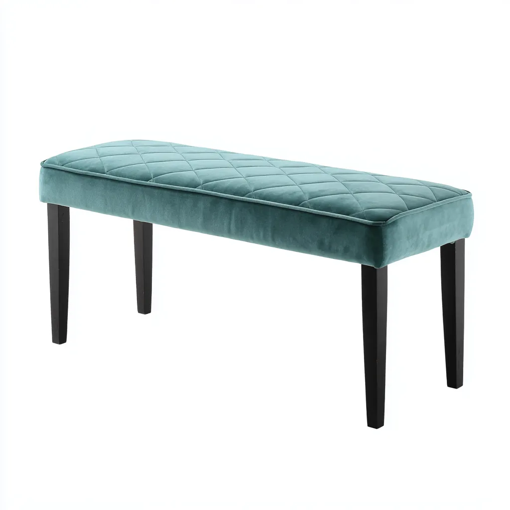 Banc de lit velours 110x40x47 cm - bleu - adapté à la chambre - design moderne-Dengetnest
