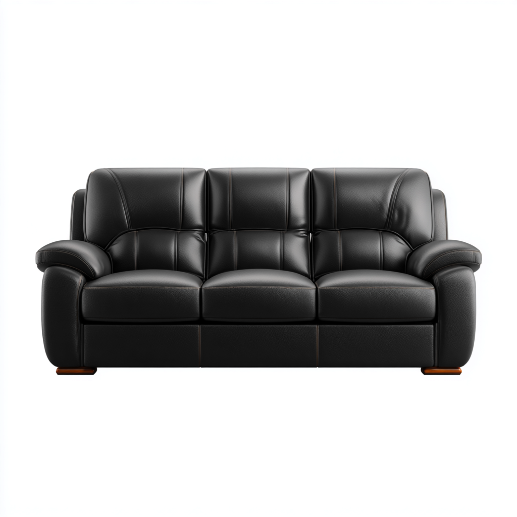 Canapé droit cuir 190x90x95 cm - noir - adapté au salon style moderne-Dengetnest