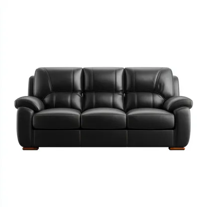 Canapé droit cuir 190x90x95 cm - noir - adapté au salon style moderne-Dengetnest