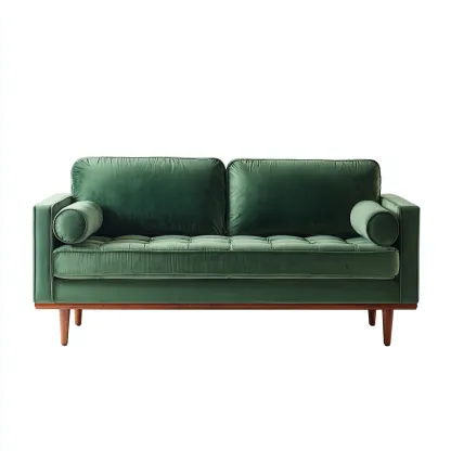 Canapé droit velours 185x80x85 cm - vert - adapté au salon style moderne-Dengetnest