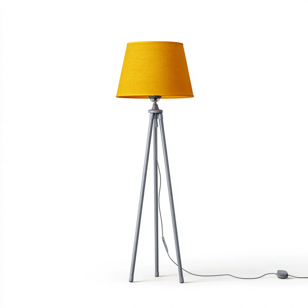 Lampadaire métal - tissu 34x34x158 cm gris - jaune adapté pour salon design moderne-Dengetnest