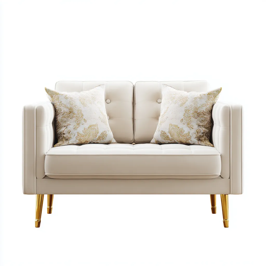 Canapé droit cuir 150x85x88 cm - beige - adapté au salon style moderne-Dengetnest