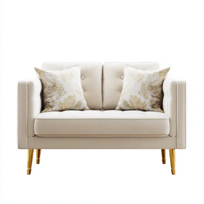 Canapé droit cuir 150x85x88 cm - beige - adapté au salon style moderne-Dengetnest