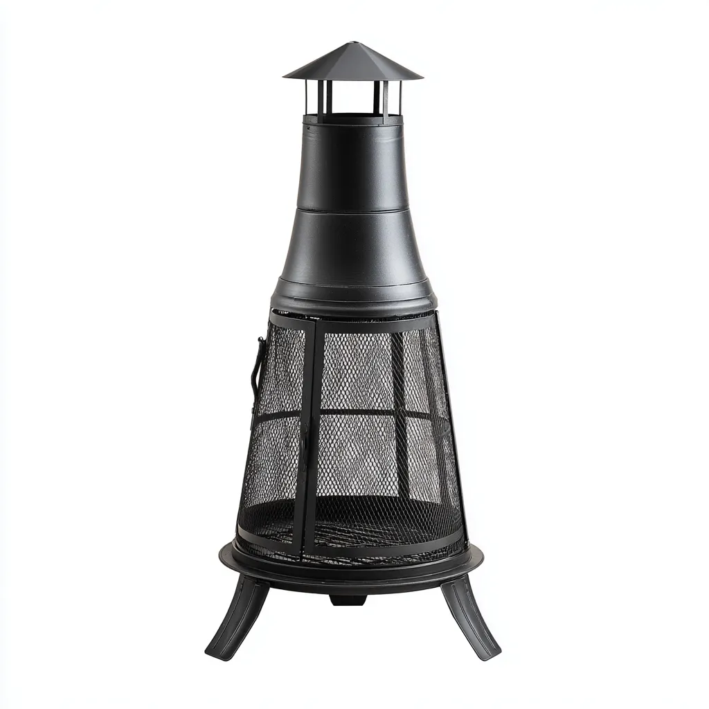 Chauffage d'extérieur - acier - 45x45x110 cm - noir - pour jardin - design cheminée-Dengetnest