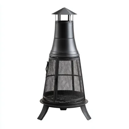Chauffage d'extérieur - acier - 45x45x110 cm - noir - pour jardin - design cheminée-Dengetnest