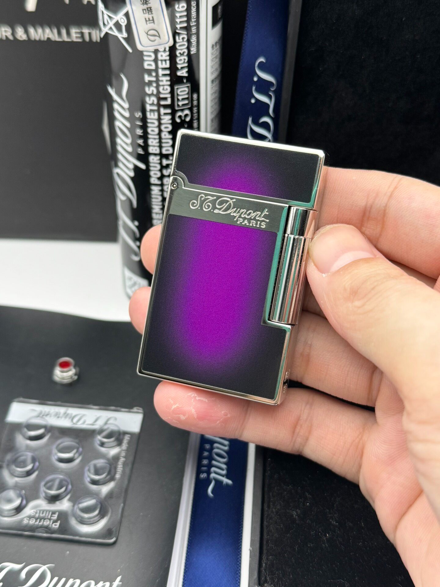 ST Dupont 1953 Purple-Black Dual Flame Butane Lighter | Limited Edition