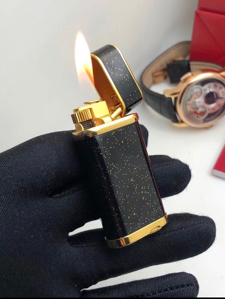 Cartier Lighter Deep Black Lacquer with Gold Dust Sparkle Edition