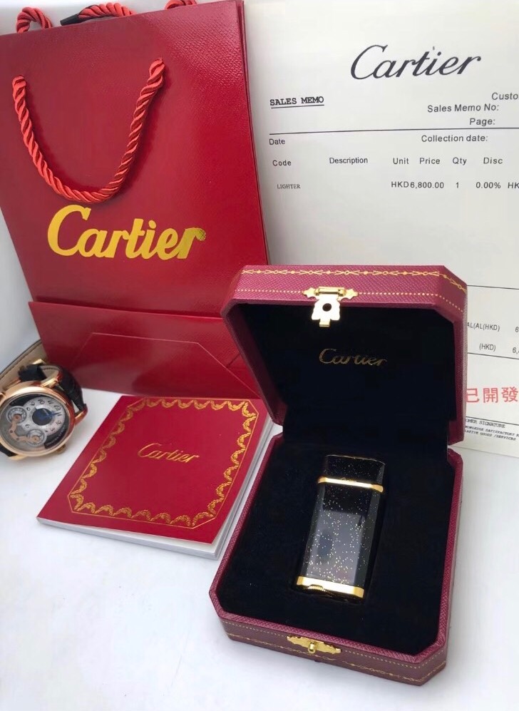 Cartier Lighter Deep Black Lacquer with Gold Dust Sparkle Edition