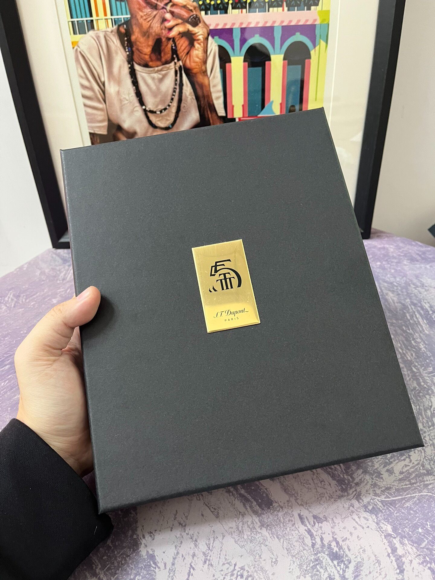 ST Dupont France T. 55th Anniversary Limited Edition Ashtray Black Lacquer Gold Trim Ceramic Gift Box