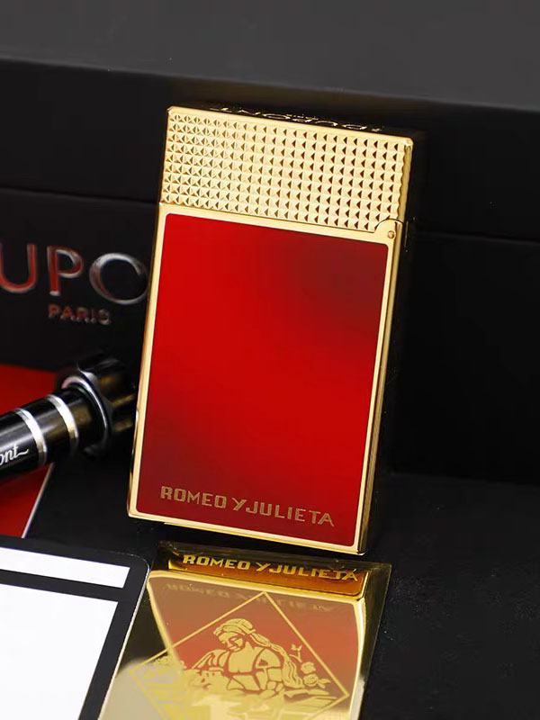 ST Dupont Romeo y Julieta 150th Anniversary Red Lacquer Dual Flame Lighter