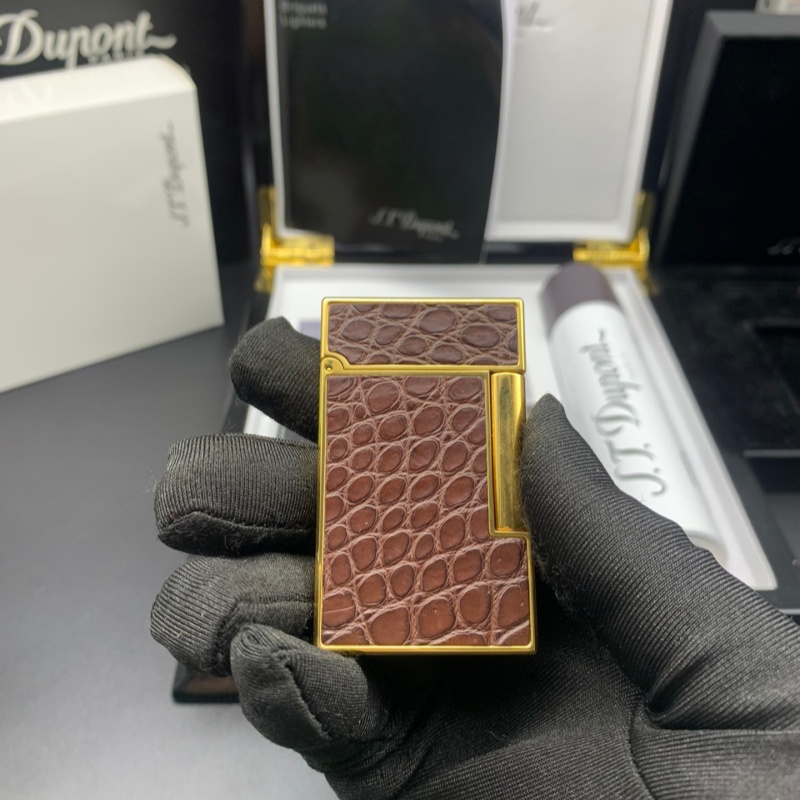 S.T. Dupont Le Grand Brown Crocodile Leather Lighter