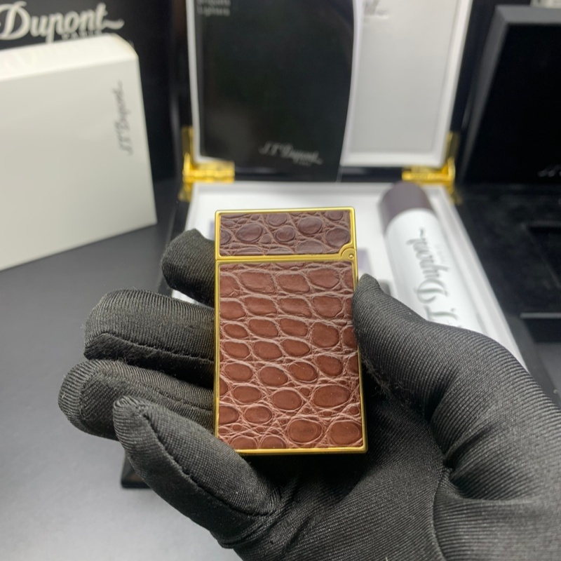 S.T. Dupont Le Grand Brown Crocodile Leather Lighter
