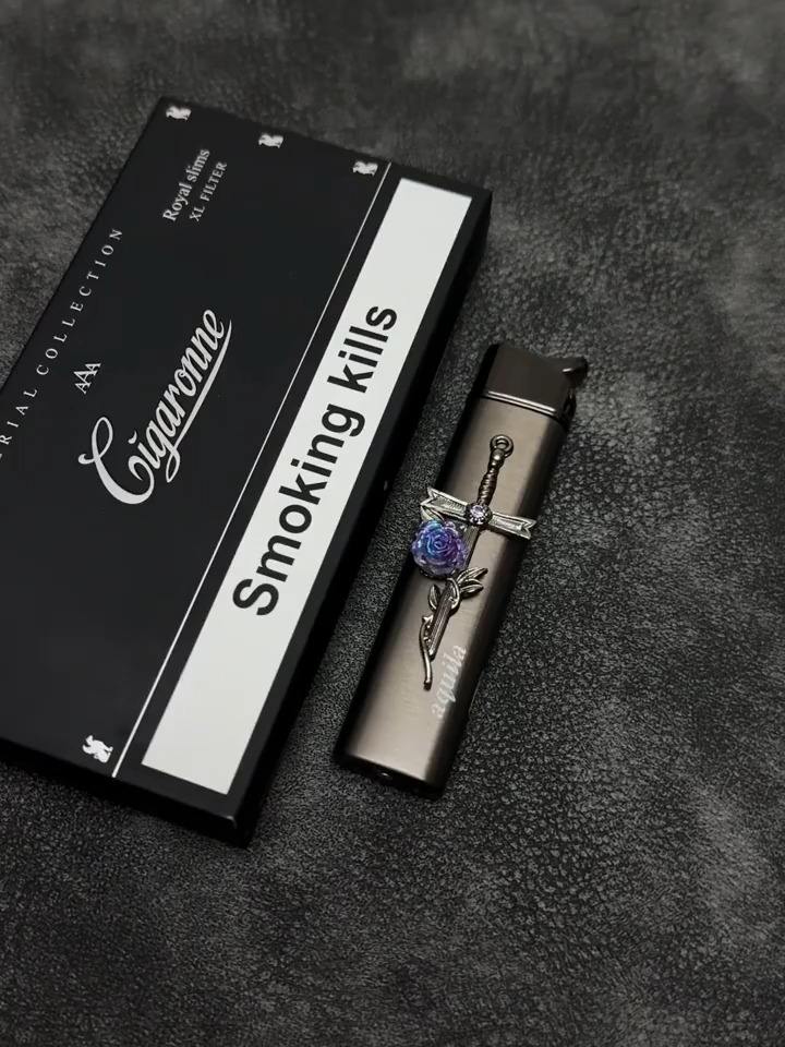Cross Rose Gradient Flame Windproof Torch Lighter