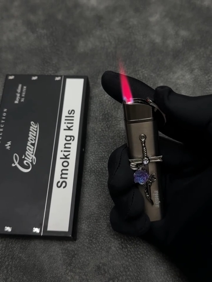 Cross Rose Gradient Flame Windproof Torch Lighter