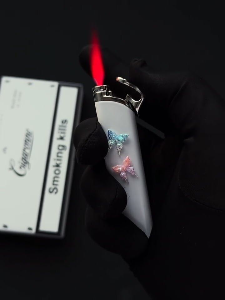 Butterfly Gradient Flame Windproof Torch Lighter | Elegant Gift for Her