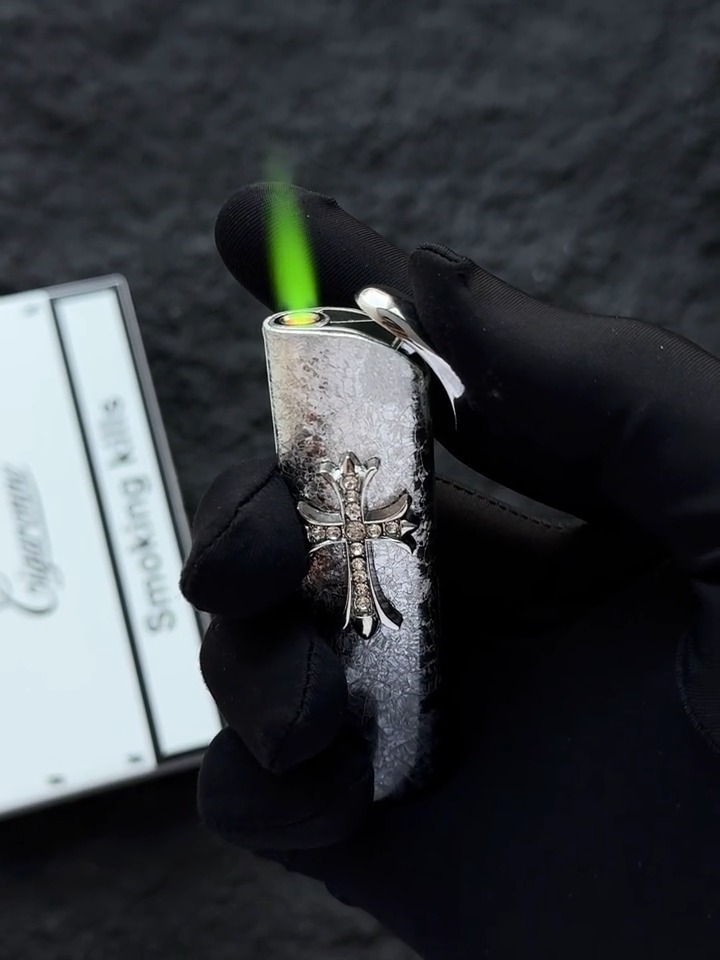 Crystal Cross Gradient Flame Windproof Torch Lighter | Elegant Gift