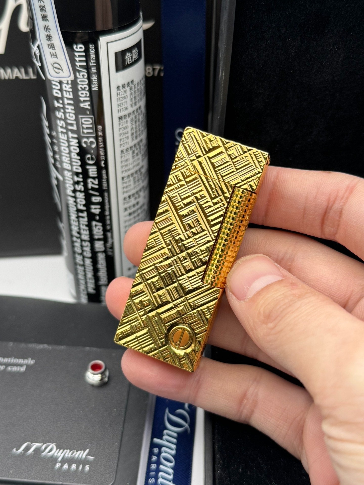 Dunhill Angled Flame Pipe Cutter Pattern Extended Solid Brass Lighter