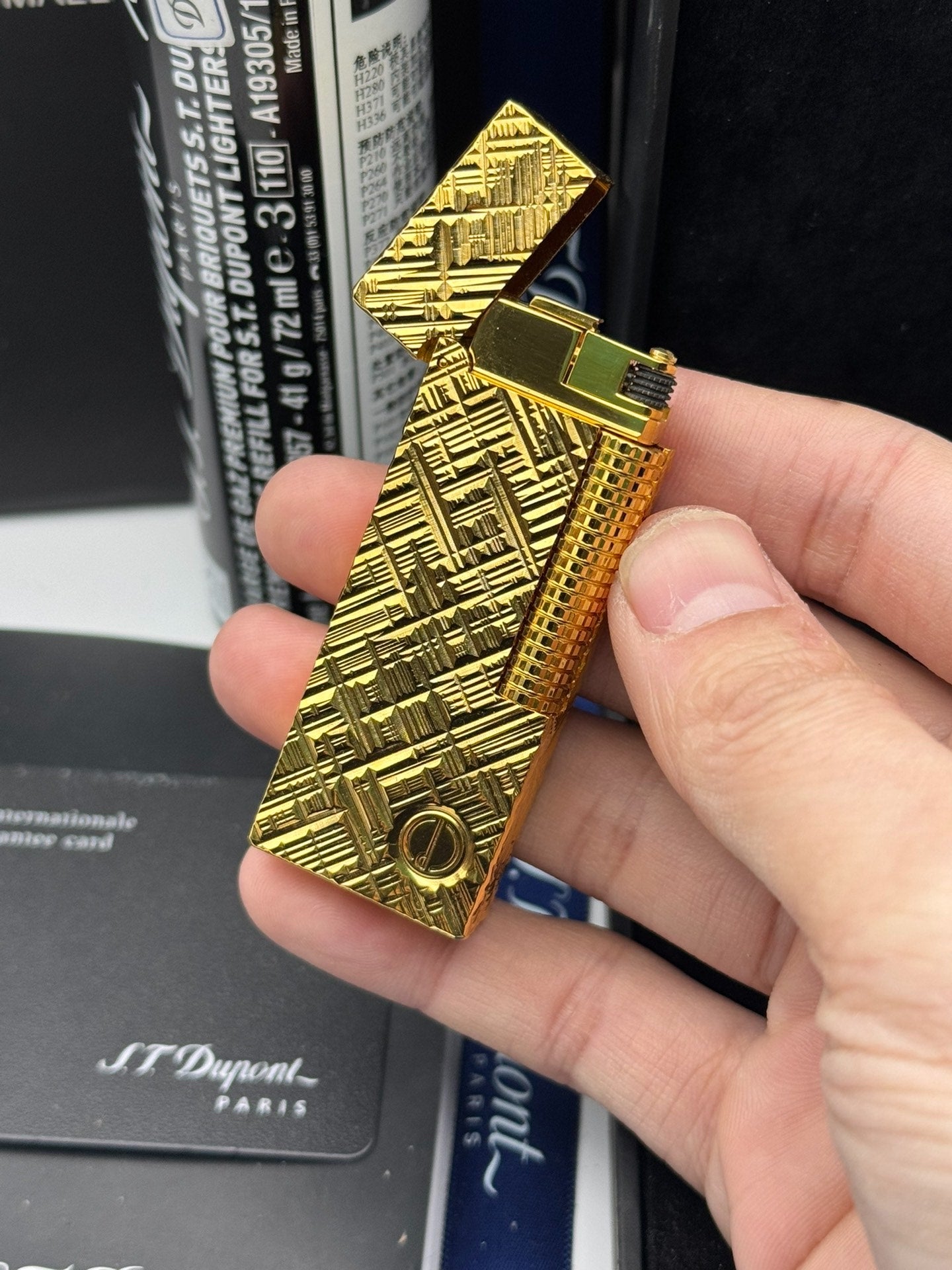 Dunhill Angled Flame Pipe Cutter Pattern Extended Solid Brass Lighter