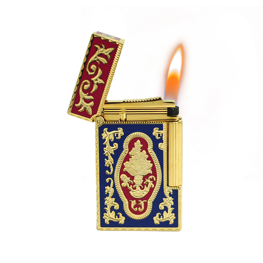 S.T. Dupont Royal Blue with Gold Engraved Edition Luxury Lighter - Detail View