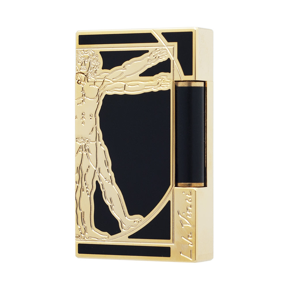 S.T. Dupont Lighter Uomo vitruviano Da Vinci Man Pattern - Black with Gold - View 13