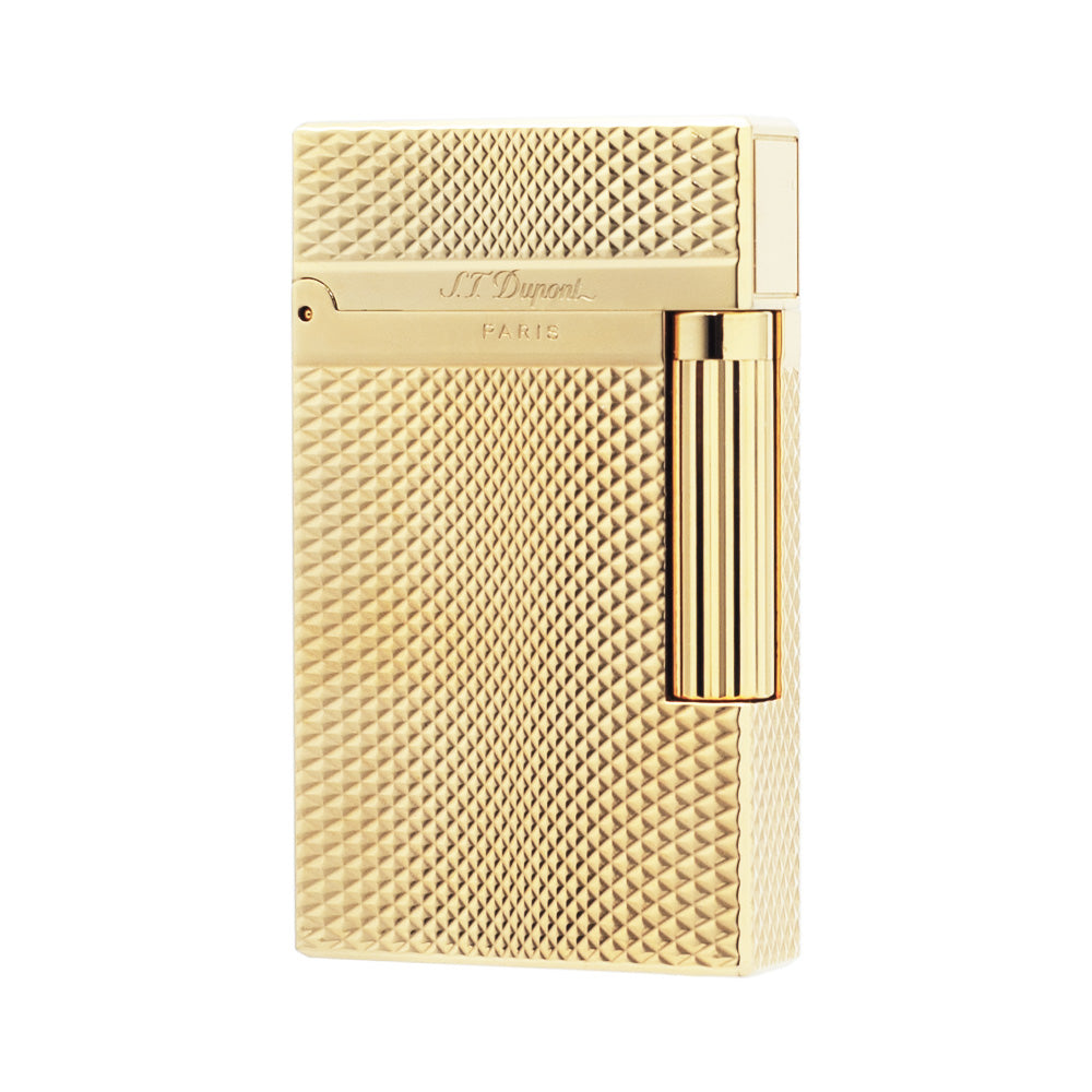 S.T Dupont Vintage Lighter Ligne 2 Diamond Carving - Gold - Front View