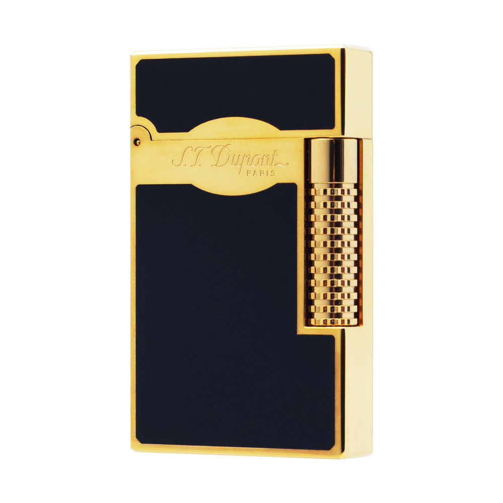 New Dial Wheel Black Classic Paint S.T. Dupont Lighter #128 Black & Blue - Black gold - Front View