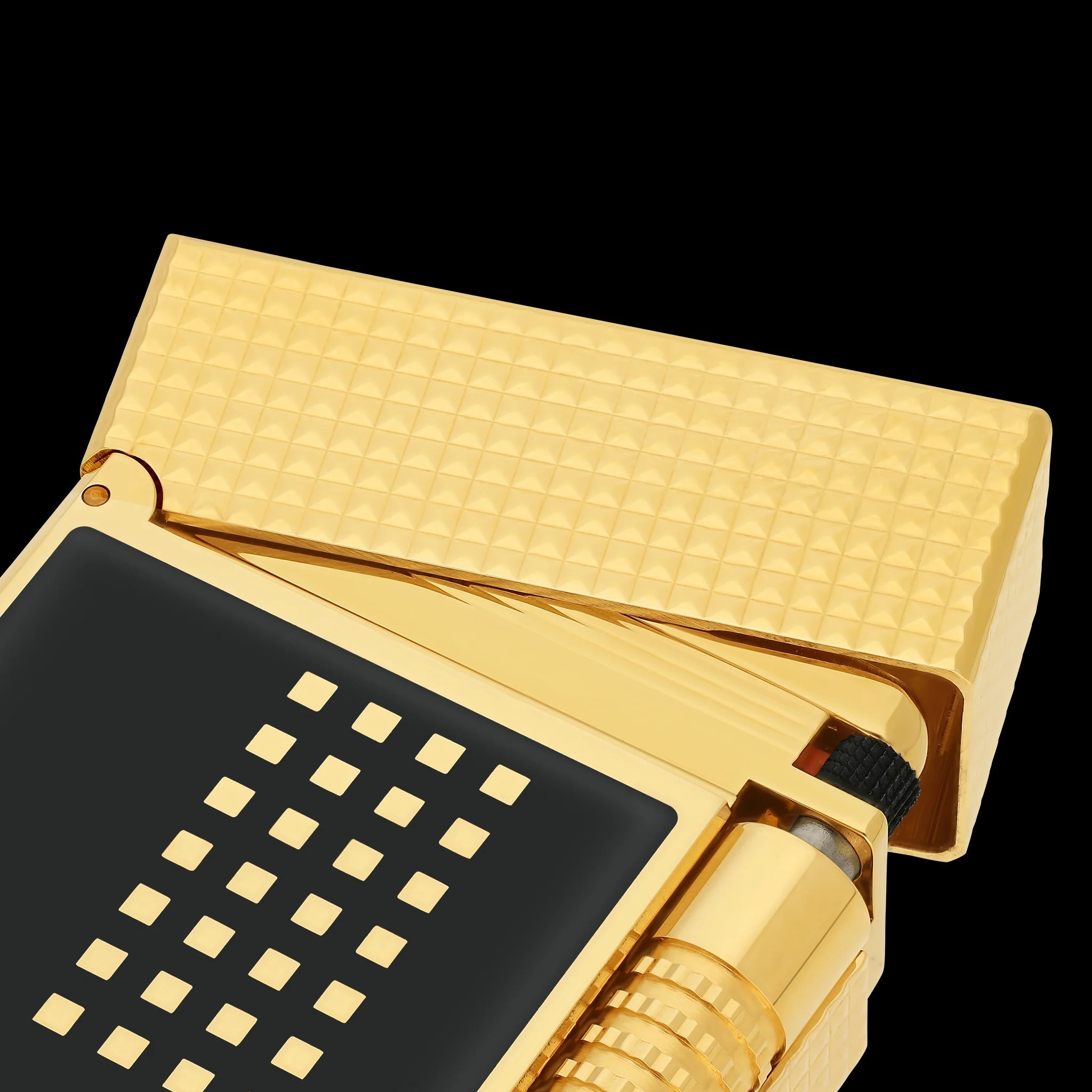S.T. Dupont Ligne 2 Behike Black and Gold Lacquer Luxury Lighter - Close-up