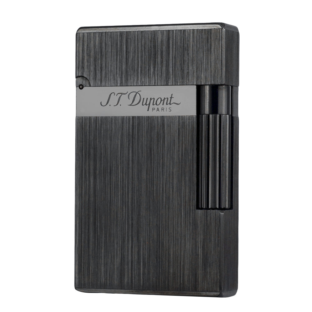 NEW Wide Brass Brushed S.T.Dupont Metal Lighter - Black - View 17