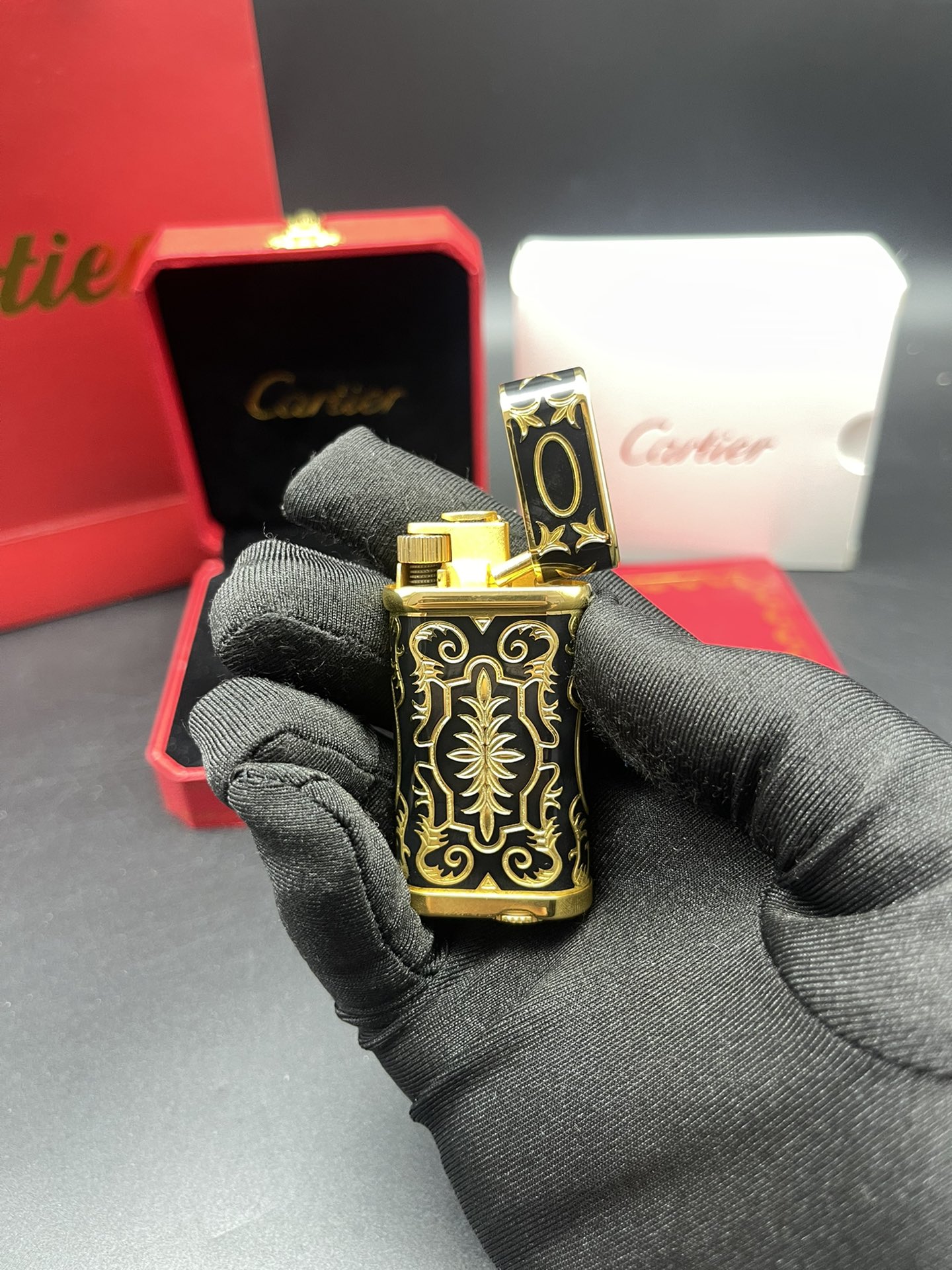 Cartier Lighter Black & Gold Grand Baroque Collector’s Edition With Gift Box
