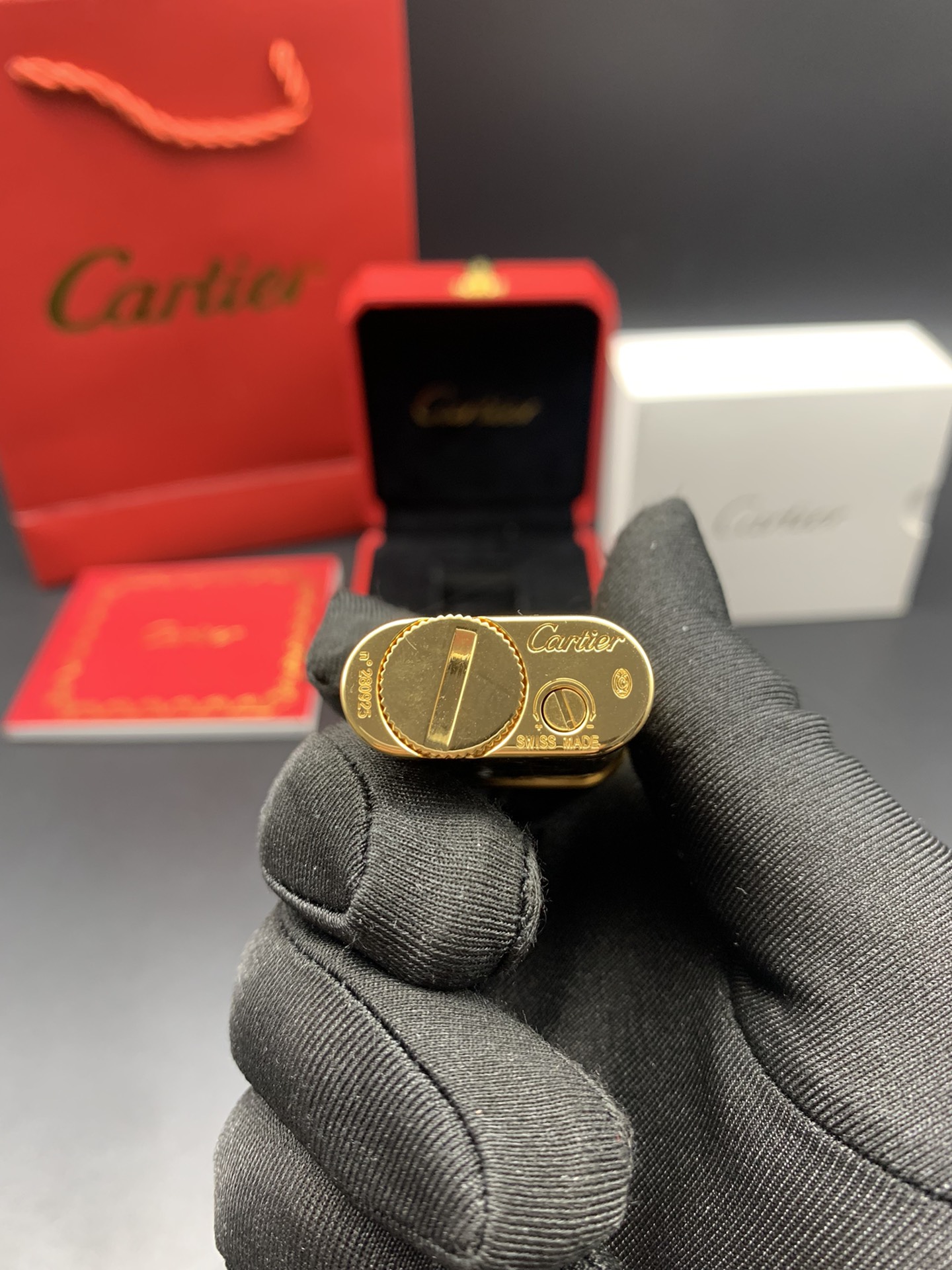 Cartier Lighter Black & Gold Vintage Baroque Scroll Edition With Gift Box