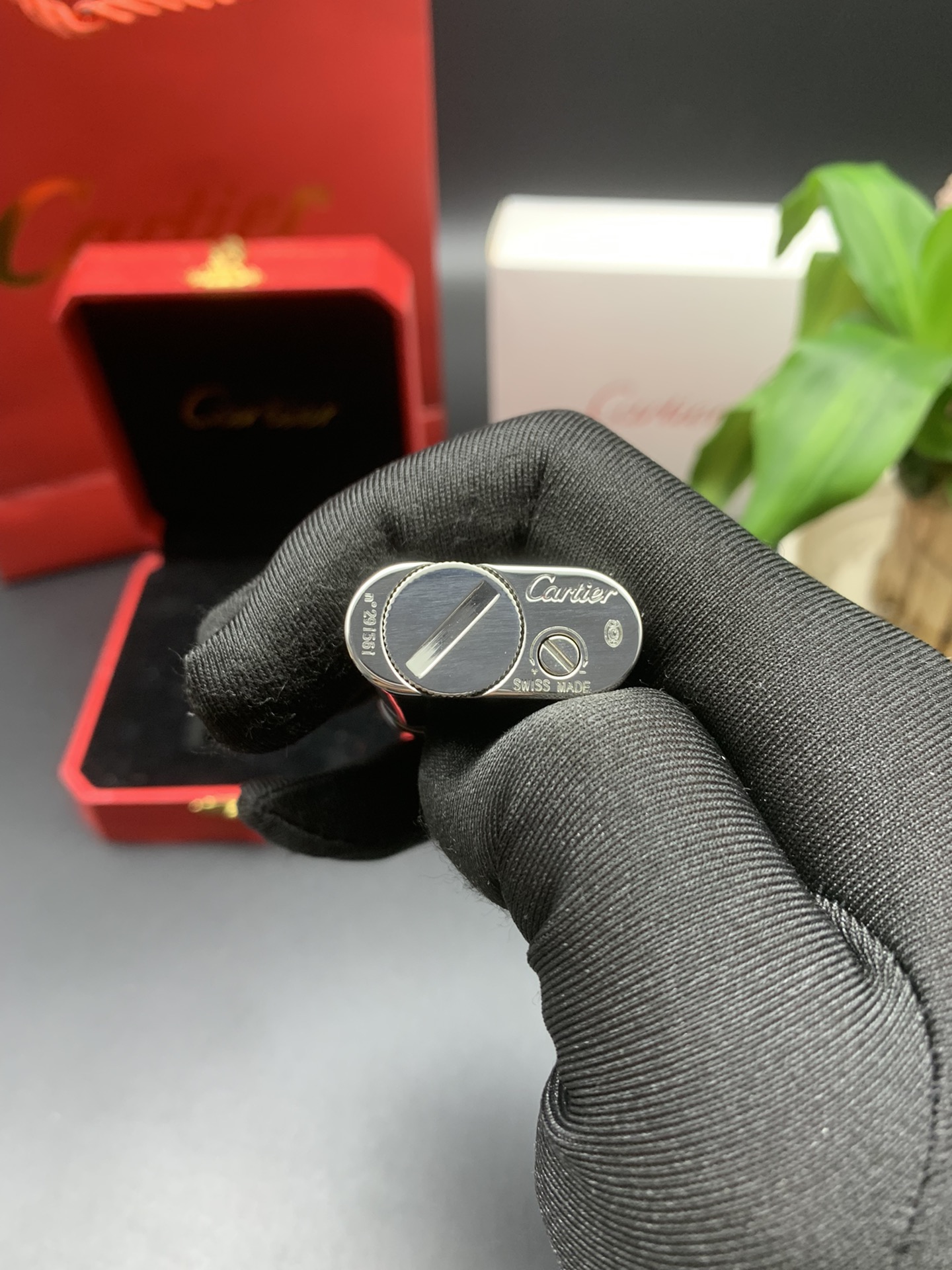 Cartier Lighter Deep Black Lacquer with Silver Dust Sparkle Edition With Gift Box