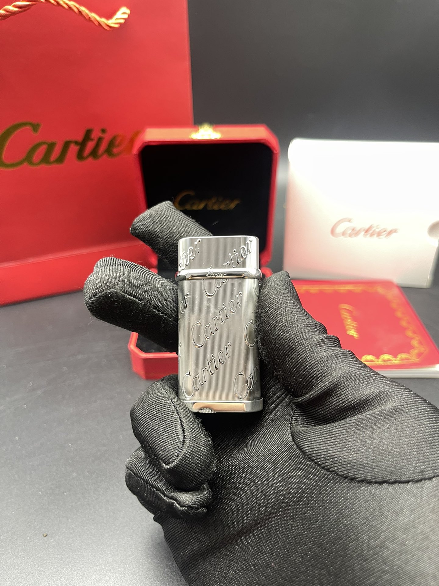 Cartier Lighter Silver Signature Engraving Edition With Gift Box
