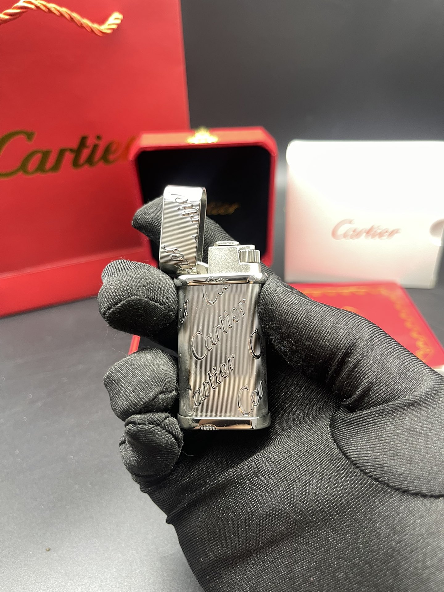 Cartier Lighter Silver Signature Engraving Edition With Gift Box