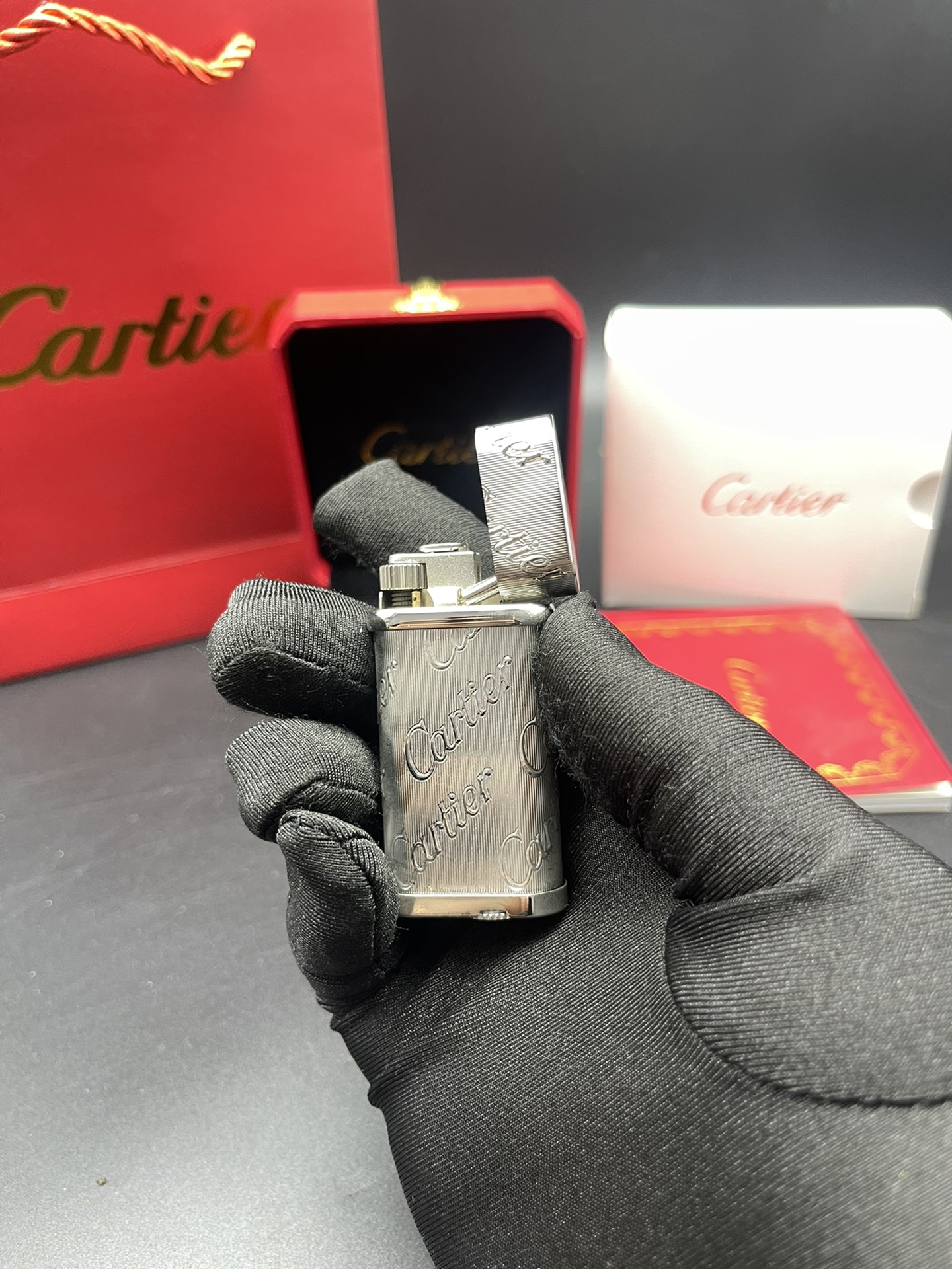 Cartier Lighter Silver Signature Engraving Edition With Gift Box